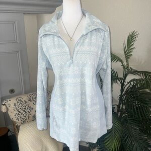 Columbia Women's Light Blue Fleece Zip-Front Pullover Sweater XL